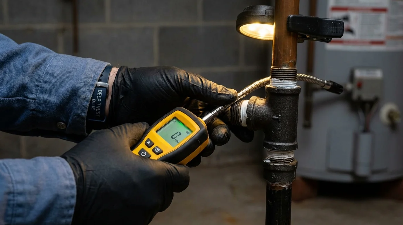 Gas leak detection with electronic sniffer by Johns Plumbing LLC in Hanover
